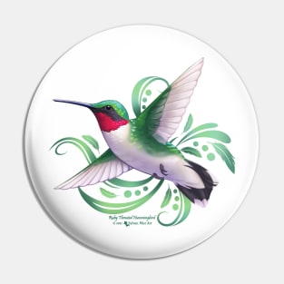 Ruby Throated Hummingbird Pin