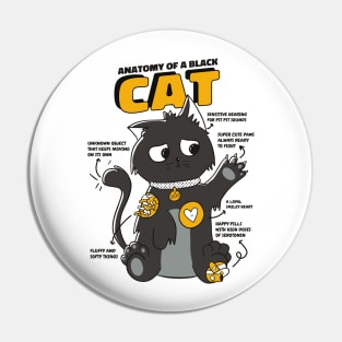 Awesome Black Cat Animal Anatomy Perfect Gift For Cat Lover Pin