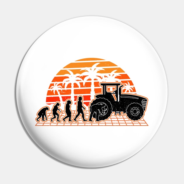 Farm Equipment Mechanic Evolution Sunset Tractor Pin by favoriteshirt