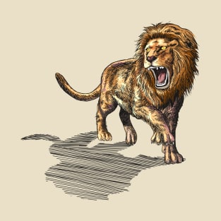 Roaring Lion Drawing T-Shirt