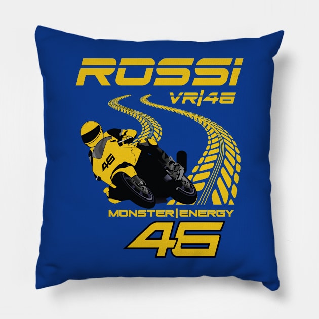 Valentino Rossi 46 Grand Prix Superbike Motorcycle Racer Pillow by CGD