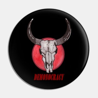 Demonocracy cow skull Pin