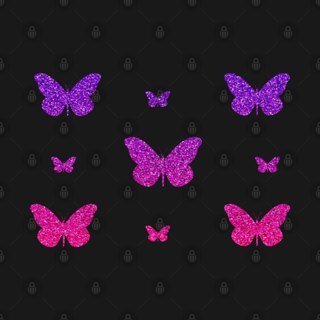 Pink Purple Ombre Faux Glitter Butterflies by Felicity-K