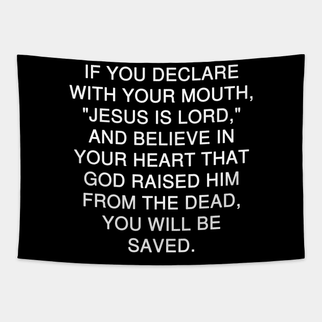 Romans 10:9 Bible Verse NIV Tapestry by Holy Bible Verses