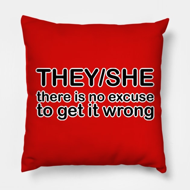 Pronouns: THEY/SHE - there is no excuse to get it wrong *custom* Pillow by Stacey Leigh