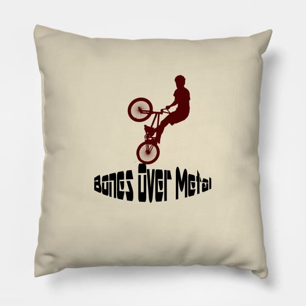 "Bones Over Metal" BMX Bunny Hop Trick Pillow by LGull2018