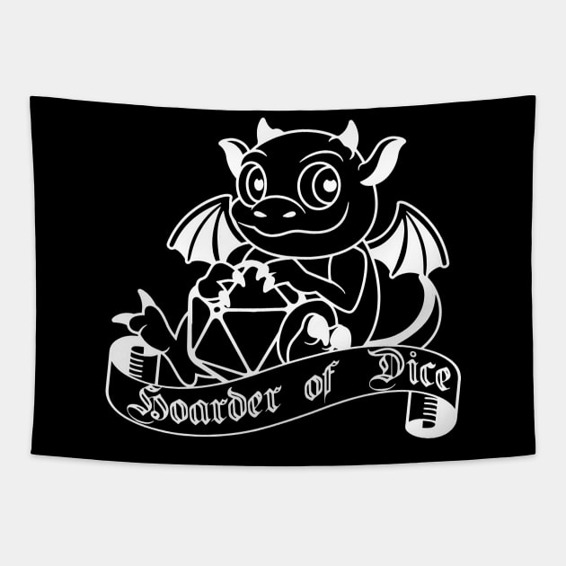 Hoarder of Dice Dragon Print Tapestry by DungeonDesigns