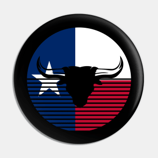 Bull head on texas flag retro Pin