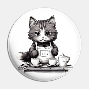 Cat Cafe Cute Barista Pin