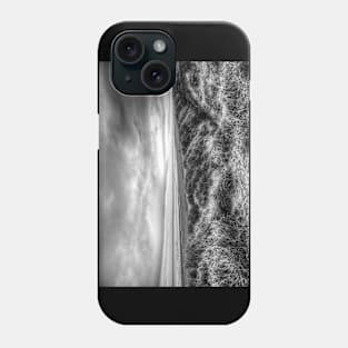 Mablethorpe Sand Dunes, Stormy skies, Black And White Phone Case