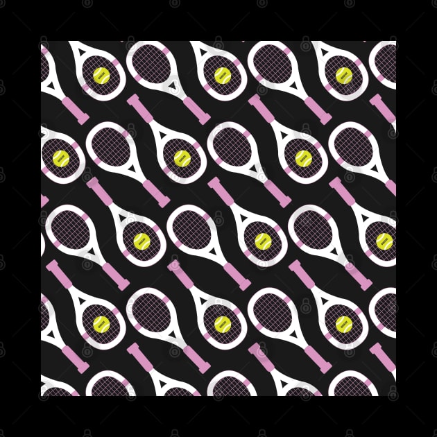 Tennis Racket and Ball Pattern (Black/Pink) by NightField