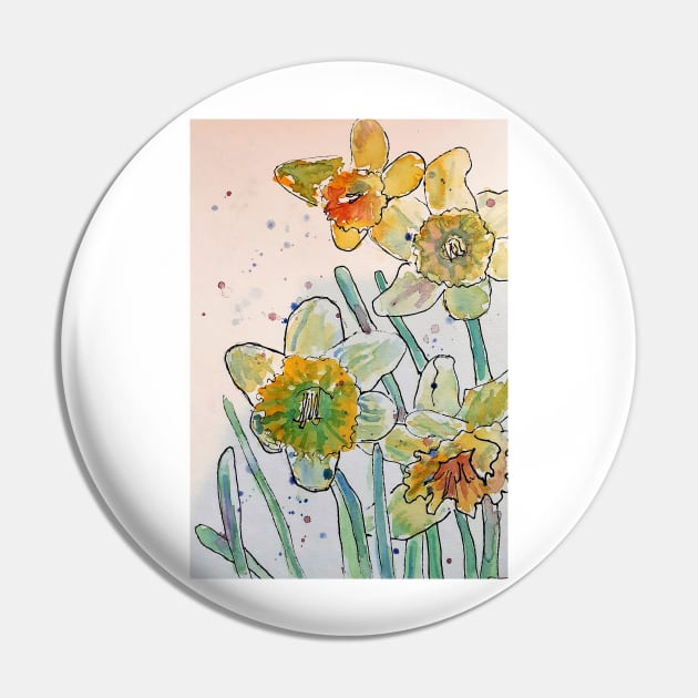 Yellow Daffodil Watercolor Pin by SarahRajkotwala