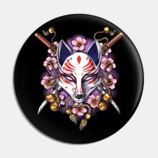 Japanese Kitsune Fox Mask Pin