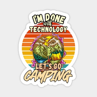 TECHNOLOGY AND CAMPING DESIGN VINTAGE CLASSIC RETRO COLORFUL PERFECT FOR  TECHNOLOGIST AND CAMPERS Magnet