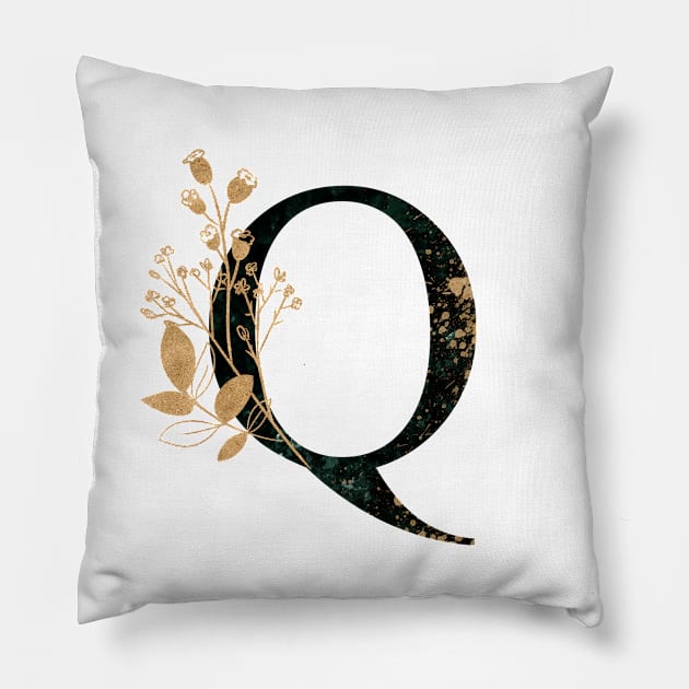 Marble Monogram Q Letter Q Pillow by MysticMagpie