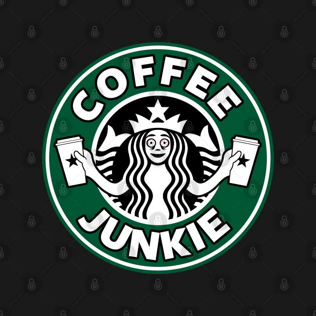 Coffee Junkie Funny Caffeine Addict Coffee Logo Parody by BoggsNicolas