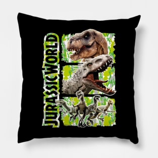 Dinosaurs Unleashed: T-Rex, Indominus Rex, and Velociraptor Head Design Pillow