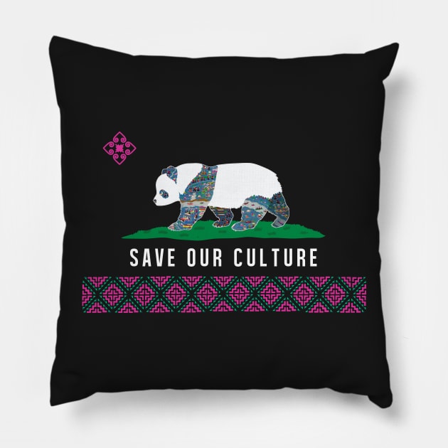 Save Our Culture (Hmoob Panda)- Dark Colored Tee Pillow by VANH