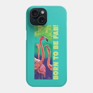 Fabulous Flamingos - Born To Be Fab Hand Painted Flamingo Flock Phone Case