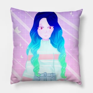 Beautiful colored hair girl Pillow