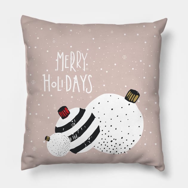 Merry Holidays Pillow by studioaartanddesign