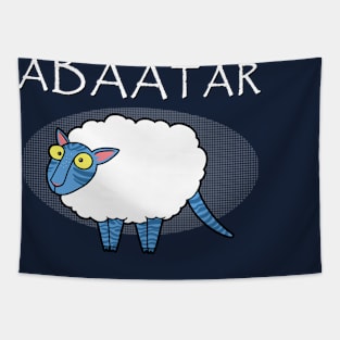 Funny Cute Blue Alien Sheep Cartoon Meme Tapestry