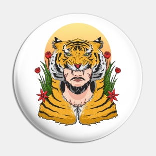 Male hunter in tiger skin robe Pin