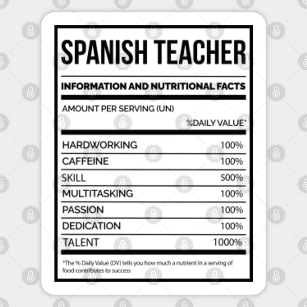 Awesome And Funny Nutrition Label Spanish Spain Saying Quote For A Birthday  Or Christmas