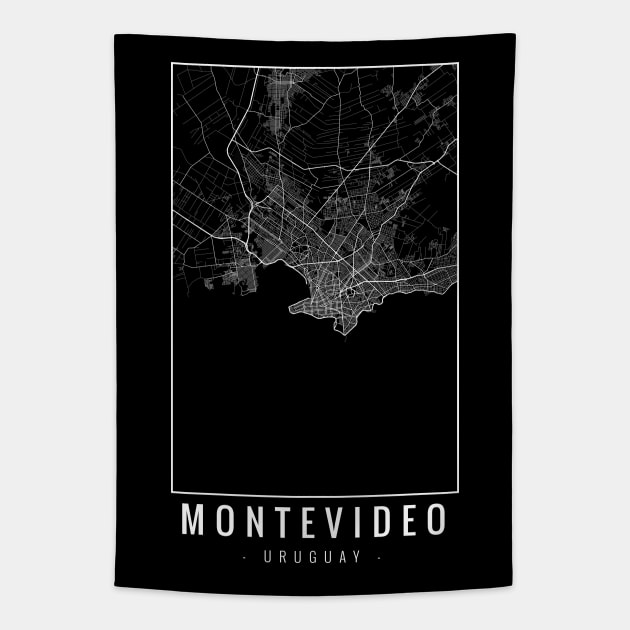 Montevideo Uruguay Minimalist Map Tapestry by Mapagram