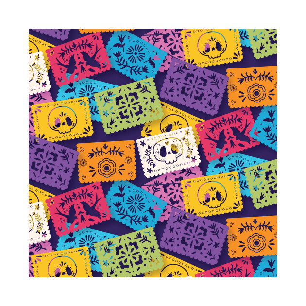 Brightly Colored Skulls Halloween pattern by Inspired-DS