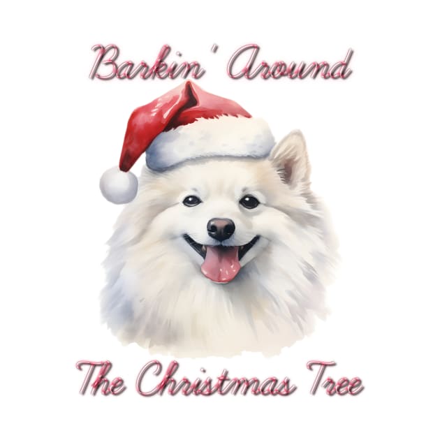 Christmas Japanese Spitz Dog in Santa Hat by Pawsitive Curios