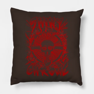 Shiny and Chrome (red ink) Pillow