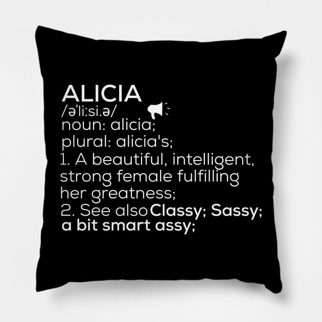 Alicia Name Alicia Definition Alicia Female Name Alicia Meaning Pillow by TeeLogic