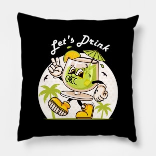 Let's drink. Walking tequila cocktail mascot character Pillow