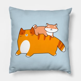 Orange Tabby and Shiba Pup Pillow