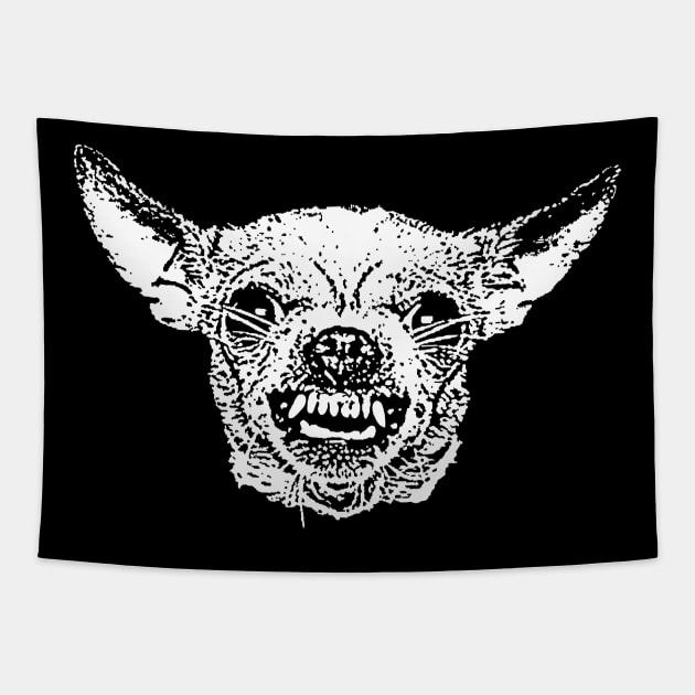 Angry Chihuahua Tapestry by childofthecorn