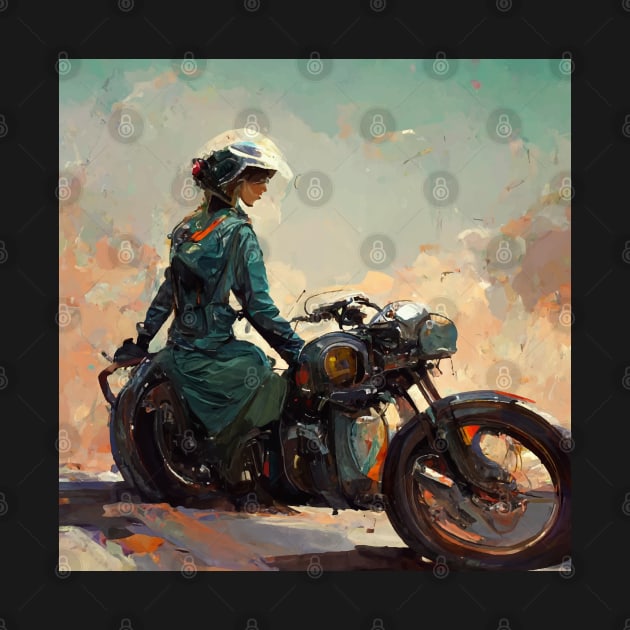 Girl on a motorcycle by CatCoconut-Art