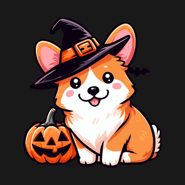 Cute Corgi in Witch Hat by ElCrocodel