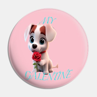 Galentines day puppy Pin