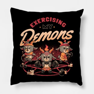 Exercising My Demons - Cute Evil Dark Funny Baphomet Gift Pillow