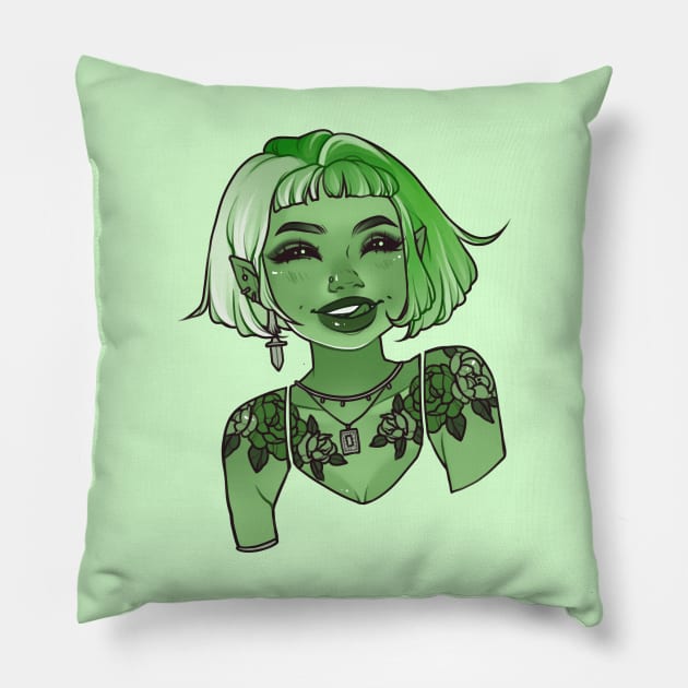 Inked Girl Pillow by soniastegemann