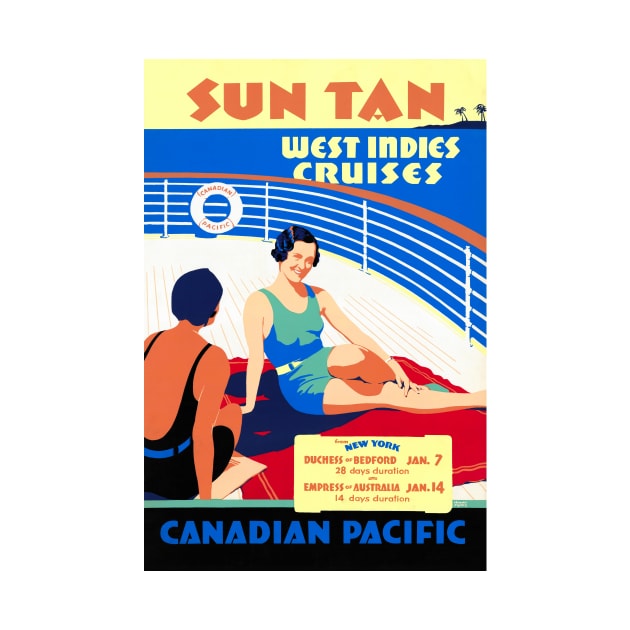 Vintage Travel Poster Sun Tan West Indies Cruises Canada 1930 by vintagetreasure