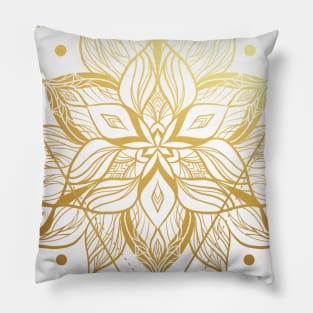 gold flower triangle mandala Pillow