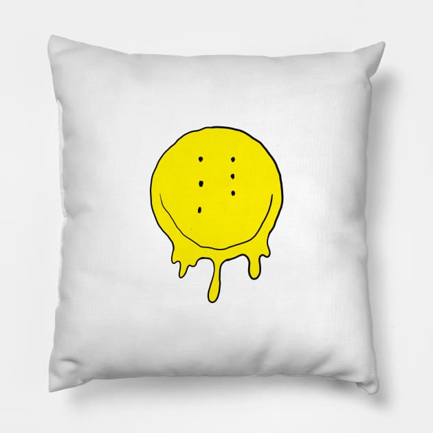 Drippy Six-Eyed Smiley Face, Medium Pillow by Niemand