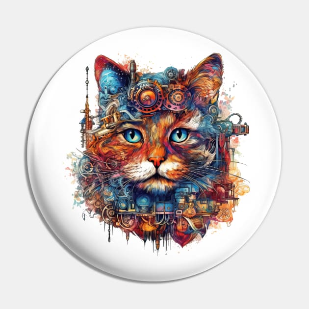 Steampunk Cat Pin by erzebeth