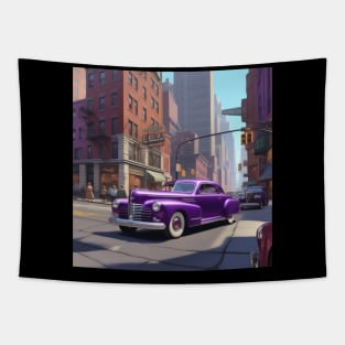 A Purple Colored Car in New York In The 1940’s Tapestry