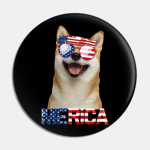 Merica Shiba Inu Dog American Flag 4Th Of July Pin by jrgenbode