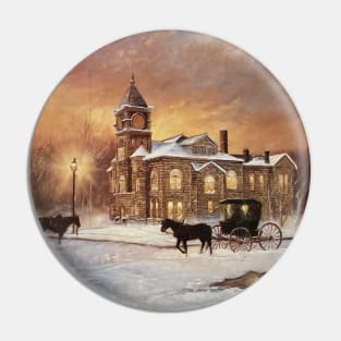 Church In The Snow Oil on Canvas Pin