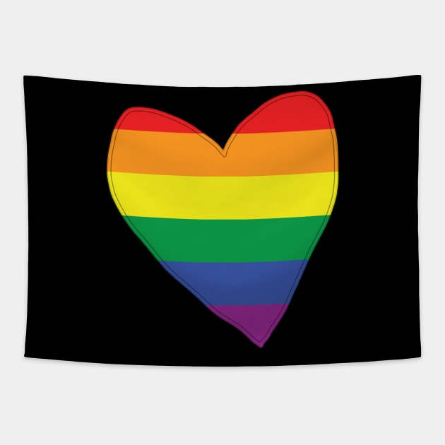 Pride Stripes Heart Valentines Day Tapestry by ellenhenryart