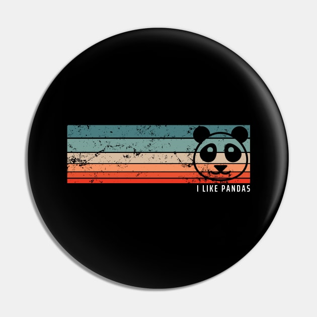 I Like Pandas Panda Bear Retro Vintage Pin by Schwarzweiss